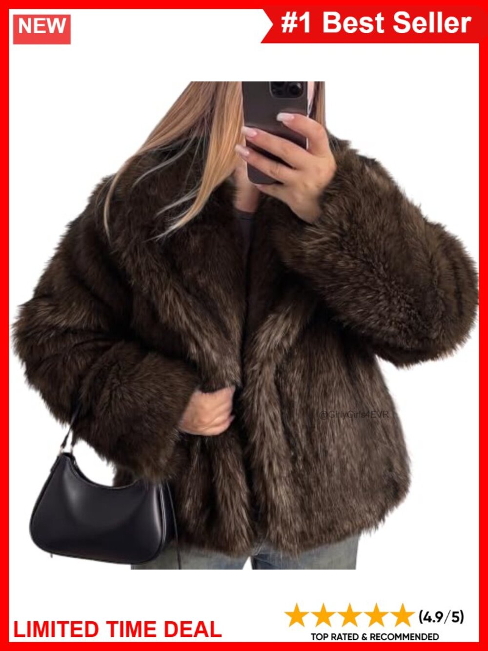 Faux Fur Coat Fluffy Long Sleeve Button Winter Jacket Pockets